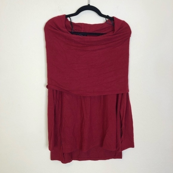New Gibsonlook Convertible Neckline Cozy Tunic Top in Mulberry Wine - Picture 2 of 6